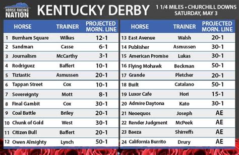 kentucky derby morning odds|morning line tips today.